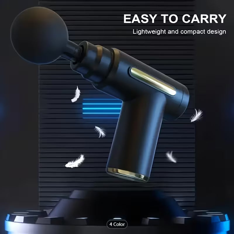 Mini LCD Massage Gun 4 Heads 6 Speed USB Rechargeable