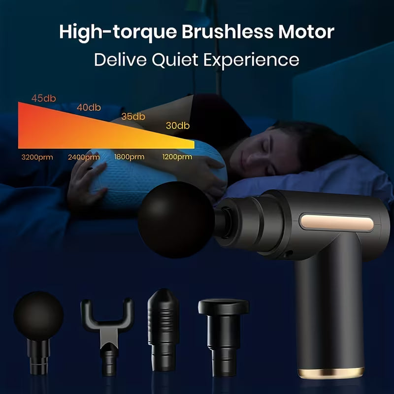 Mini LCD Massage Gun 4 Heads 6 Speed USB Rechargeable