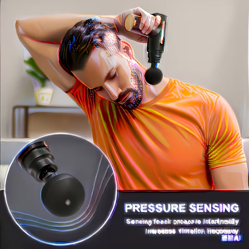 Mini LCD Massage Gun 4 Heads 6 Speed USB Rechargeable