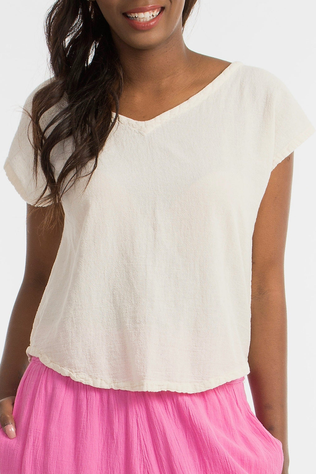 Meagan Short Sleeve Cotton Gauze Top