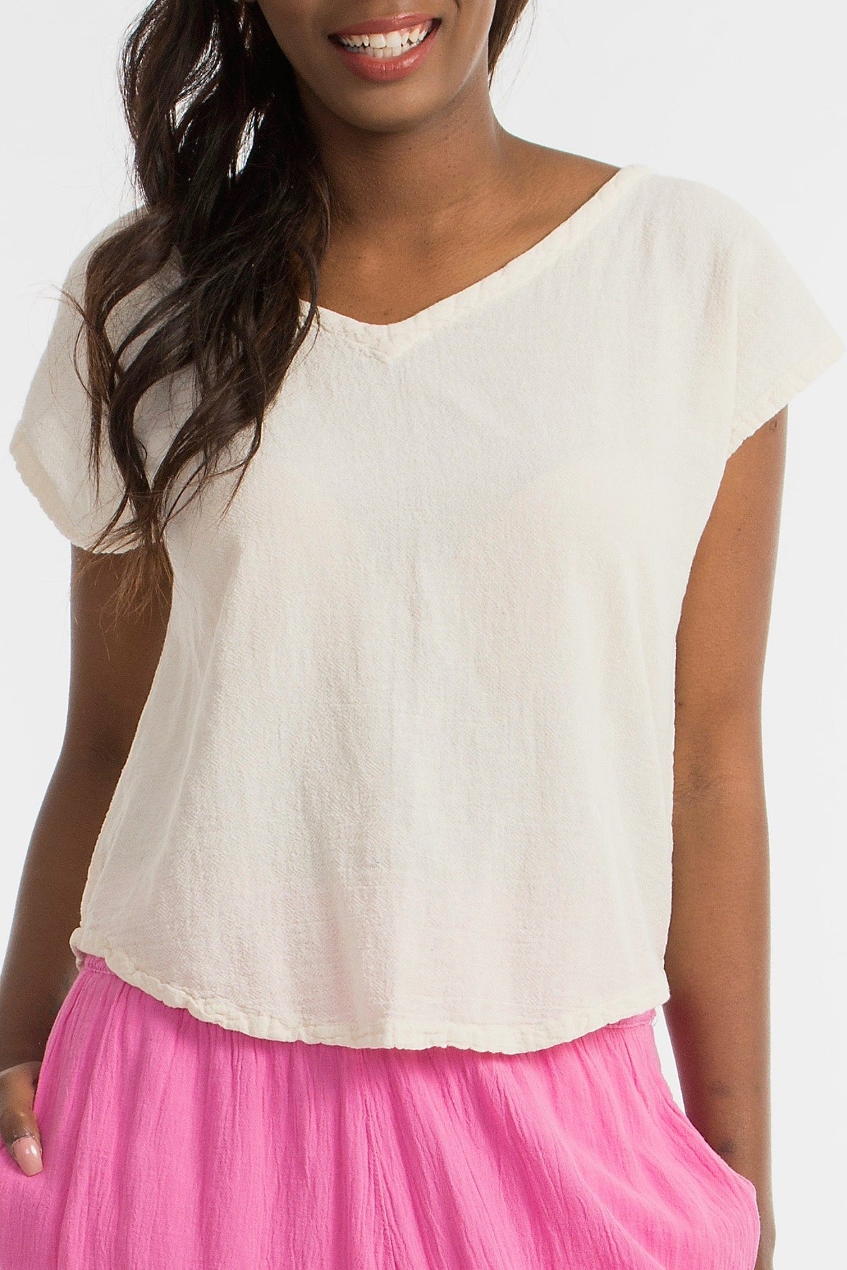 Meagan Short Sleeve Cotton Gauze Top
