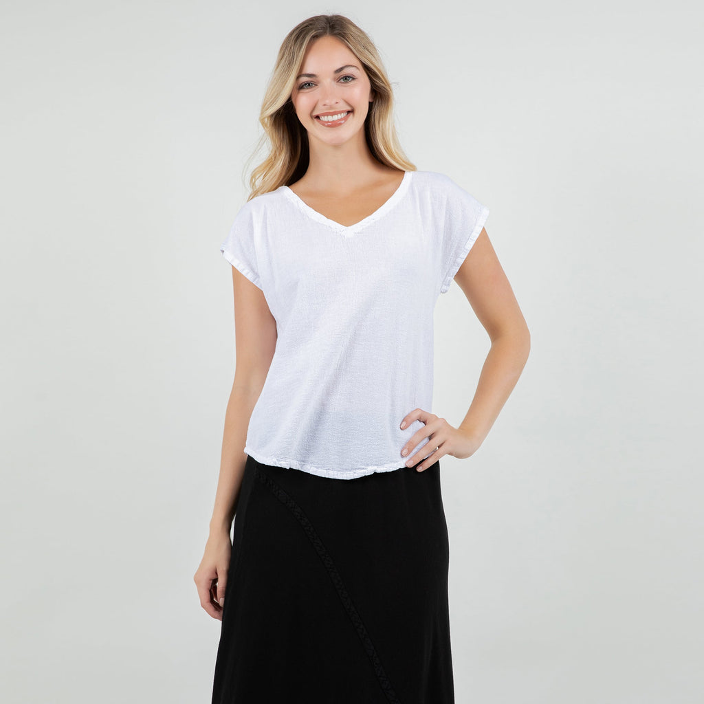 Meagan Short Sleeve Cotton Gauze Top