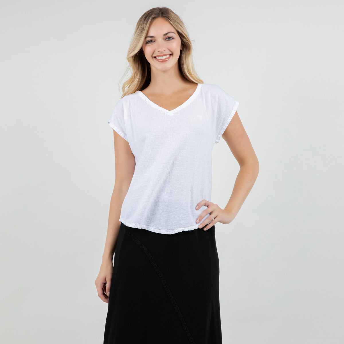 Meagan Short Sleeve Cotton Gauze Top
