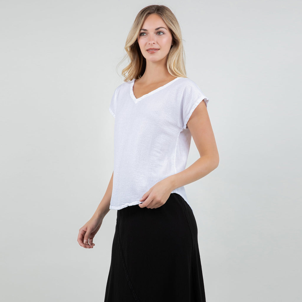 Meagan Short Sleeve Cotton Gauze Top