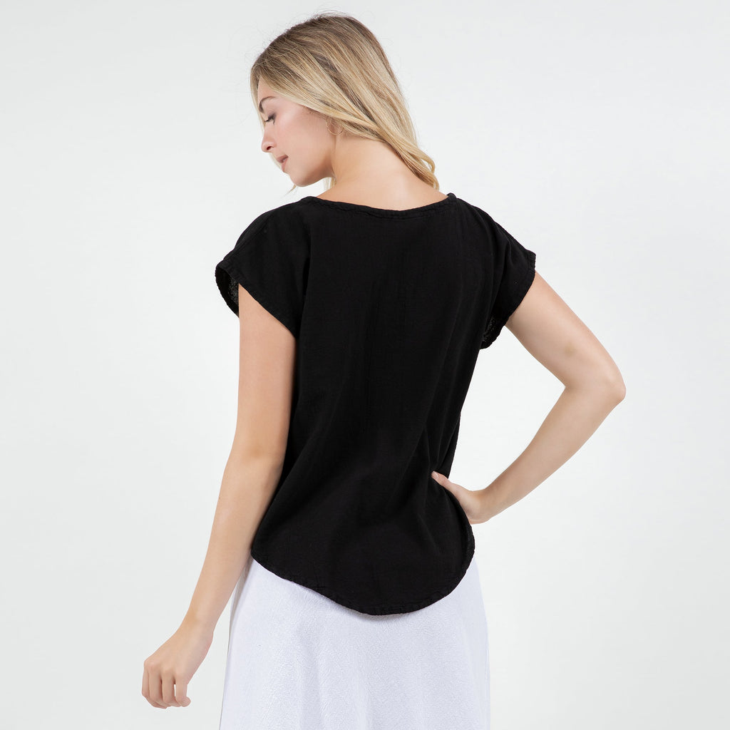 Meagan Short Sleeve Cotton Gauze Top