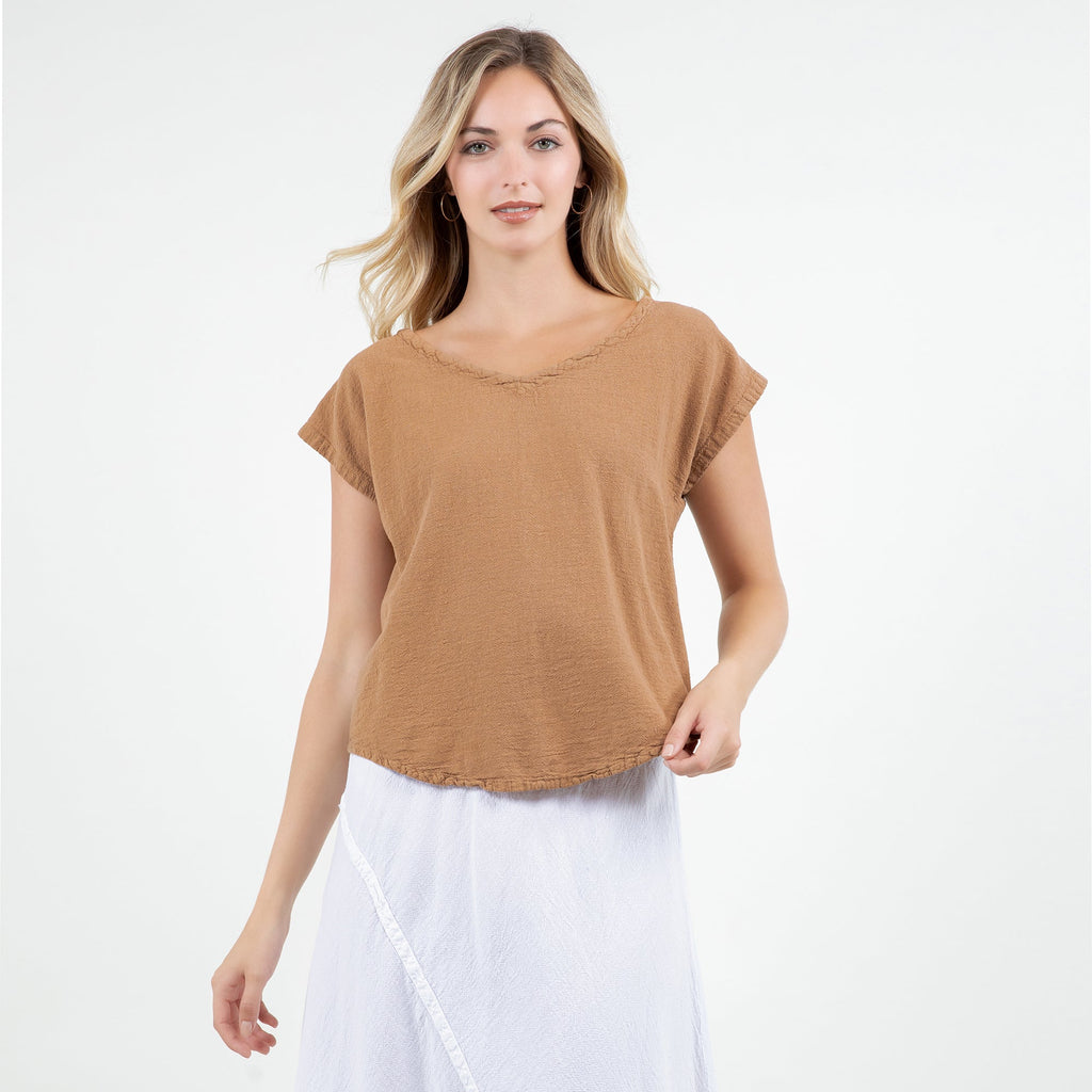 Meagan Short Sleeve Cotton Gauze Top