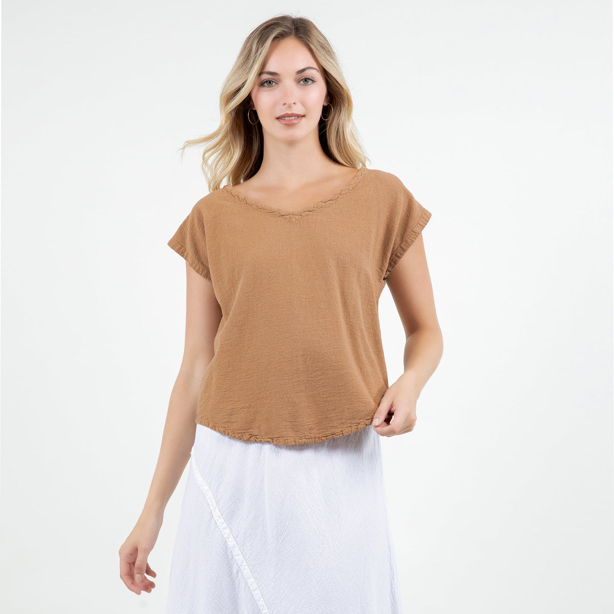 Meagan Short Sleeve Cotton Gauze Top