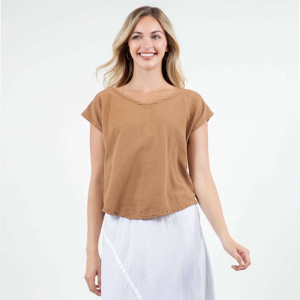 Meagan Short Sleeve Cotton Gauze Top