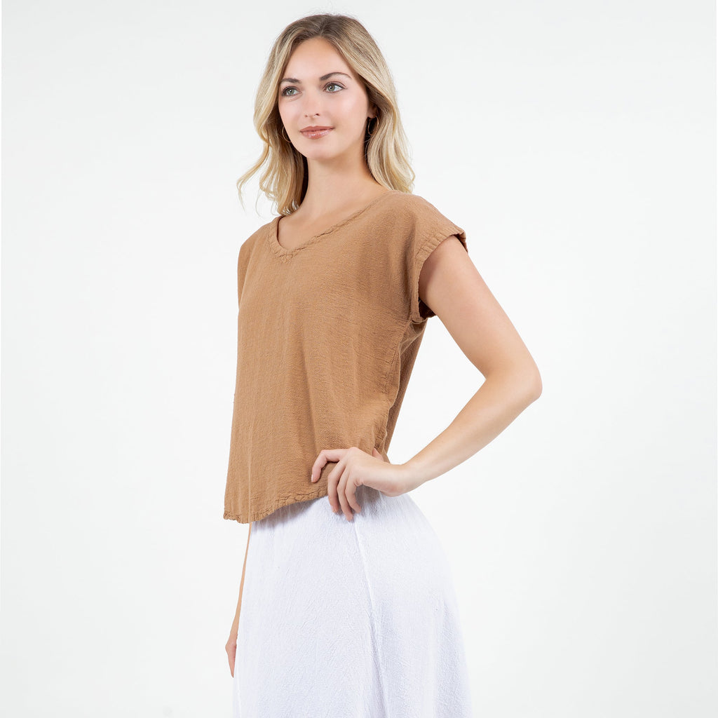 Meagan Short Sleeve Cotton Gauze Top