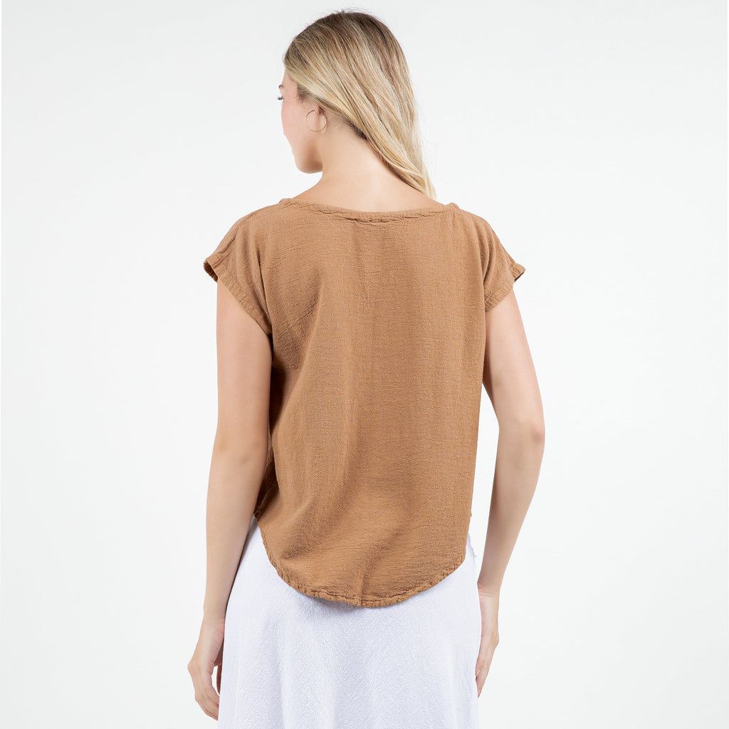 Meagan Short Sleeve Cotton Gauze Top