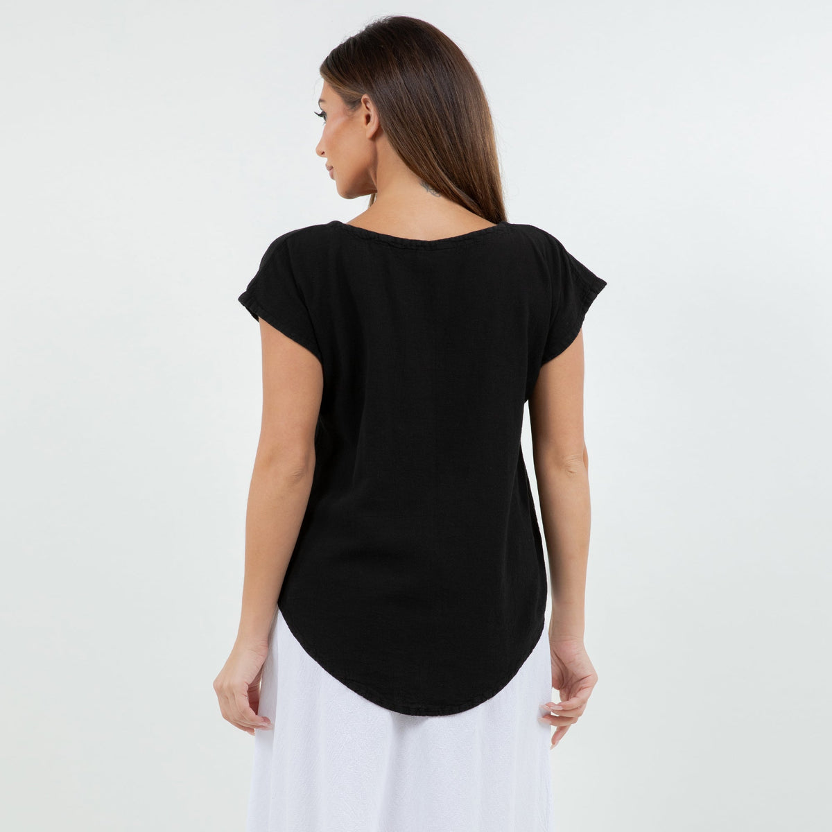 Meagan Short Sleeve Cotton Gauze Top