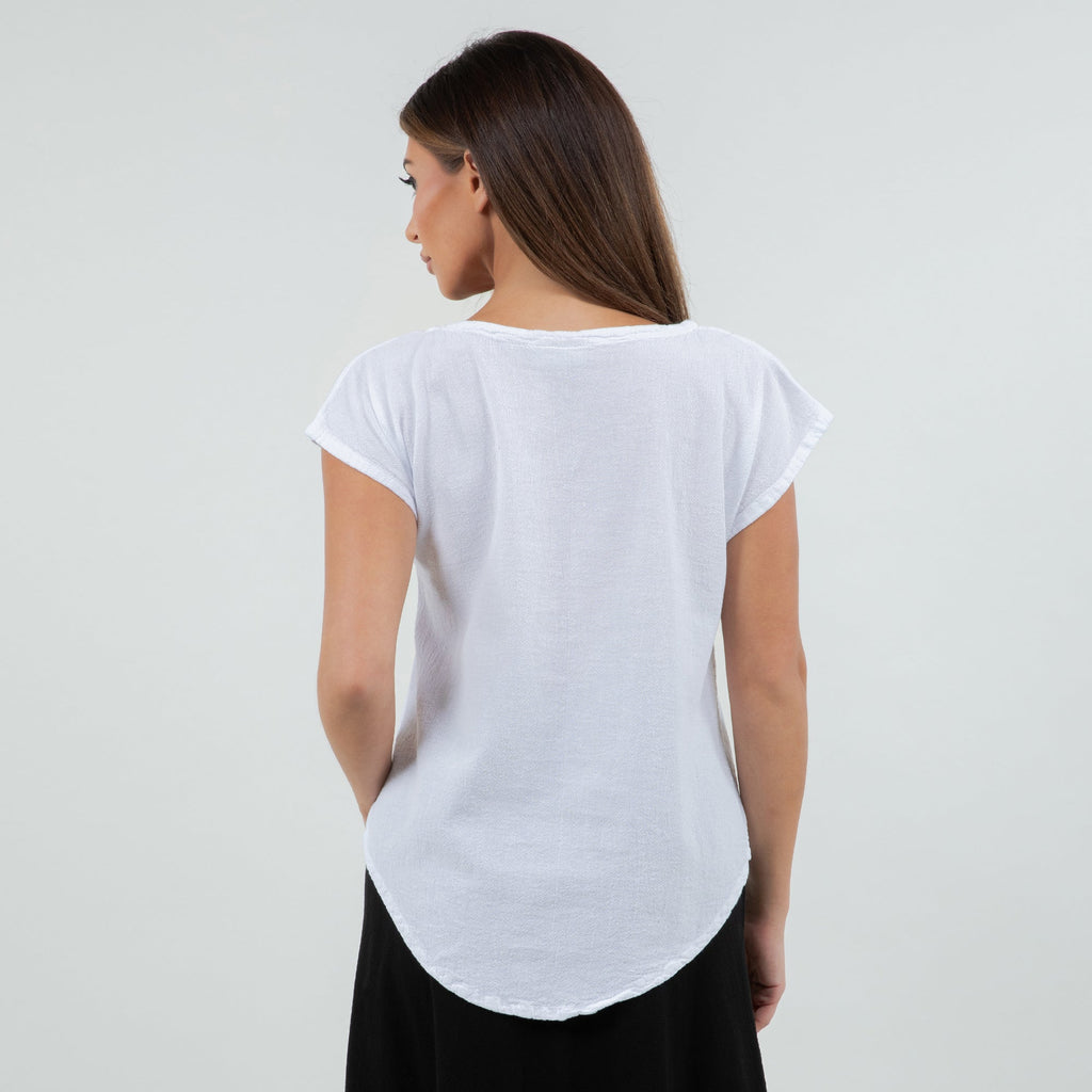 Meagan Short Sleeve Cotton Gauze Top