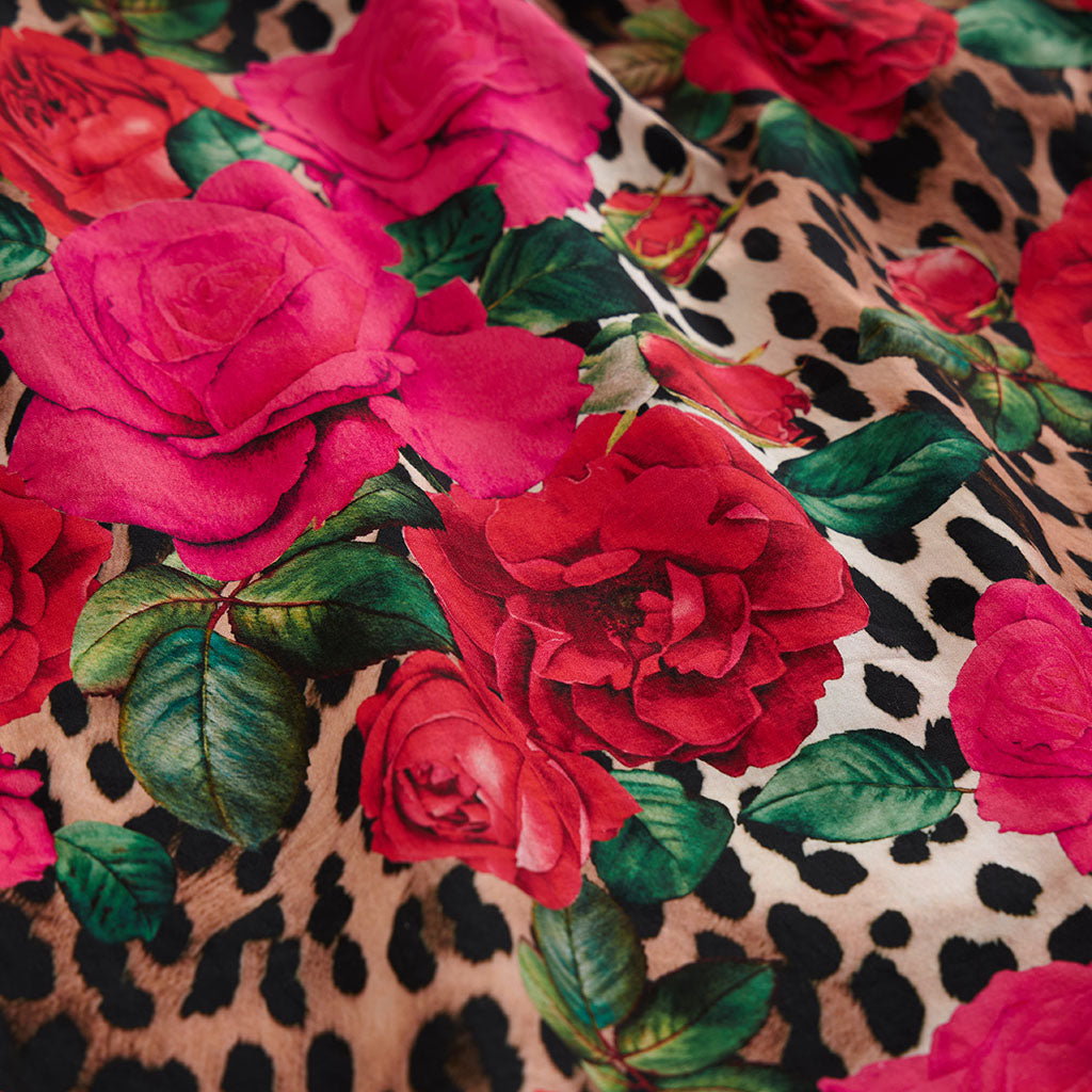 Wild Roses Bamboo Challis Tie Back Dress