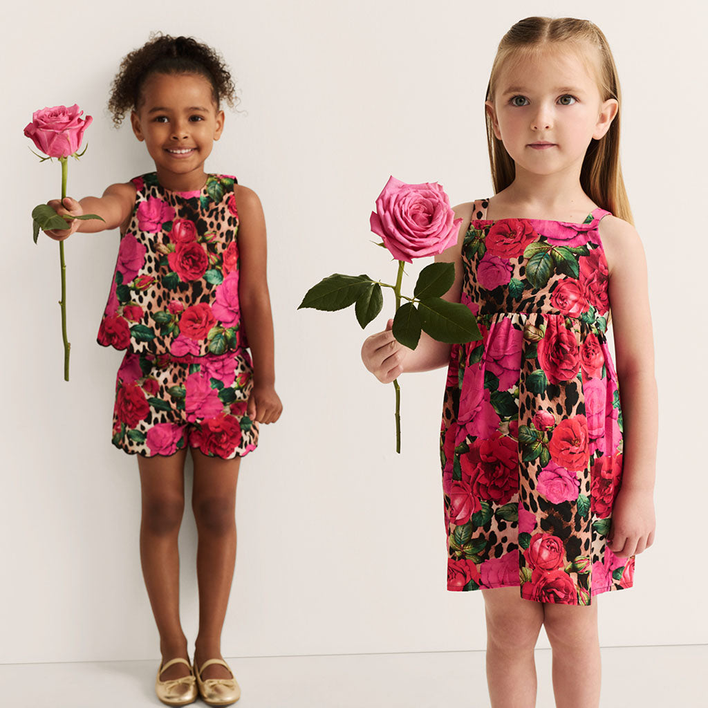 Wild Roses Bamboo Challis Tie Back Dress