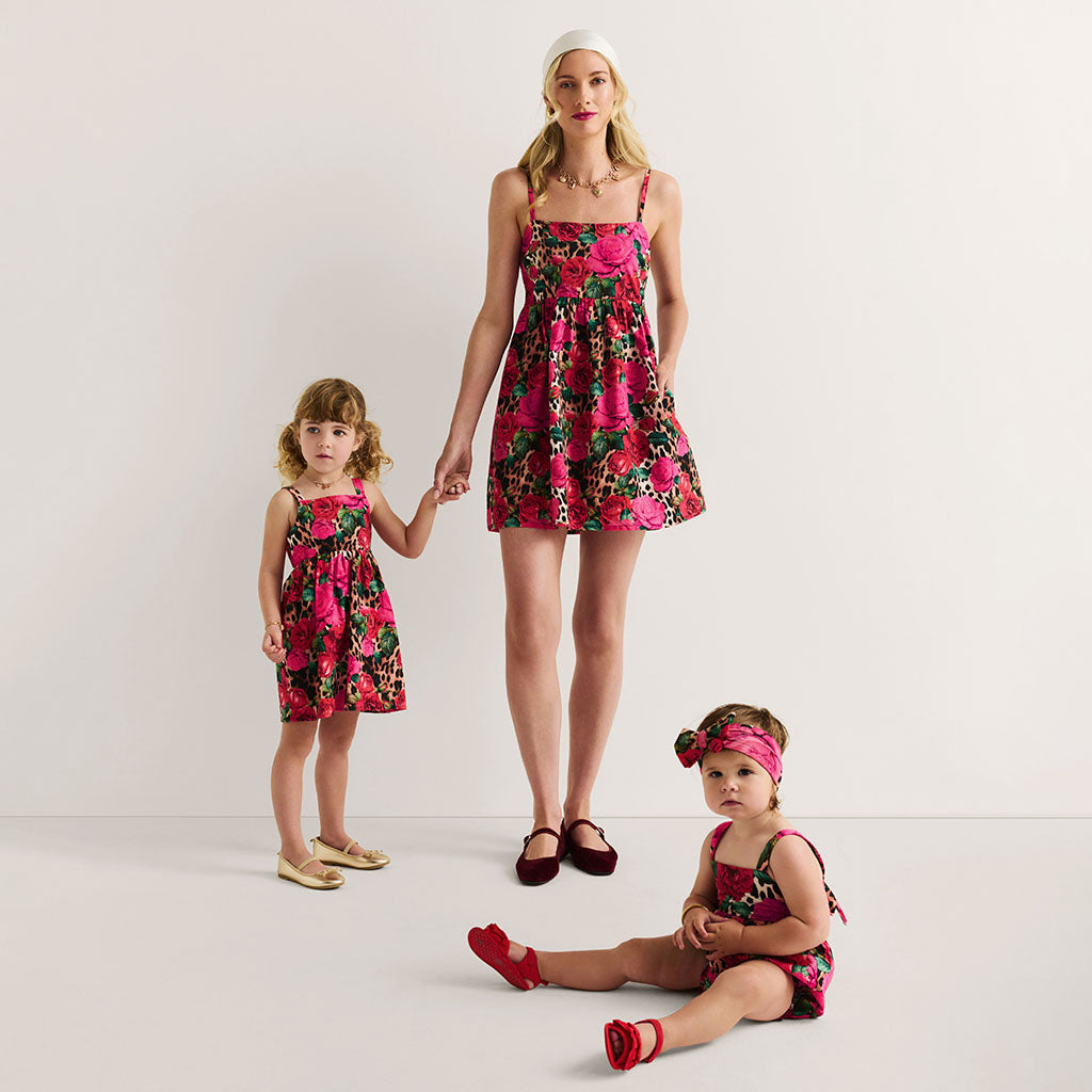 Wild Roses Bamboo Challis Tie Back Dress