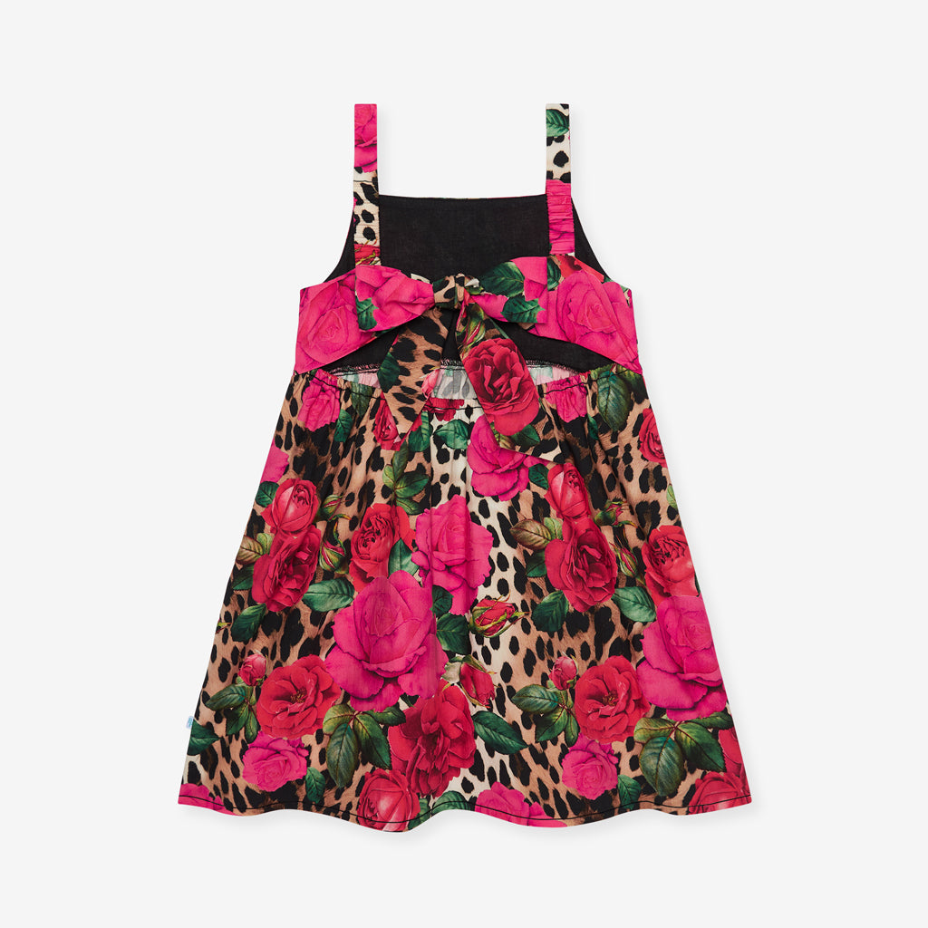 Wild Roses Bamboo Challis Tie Back Dress