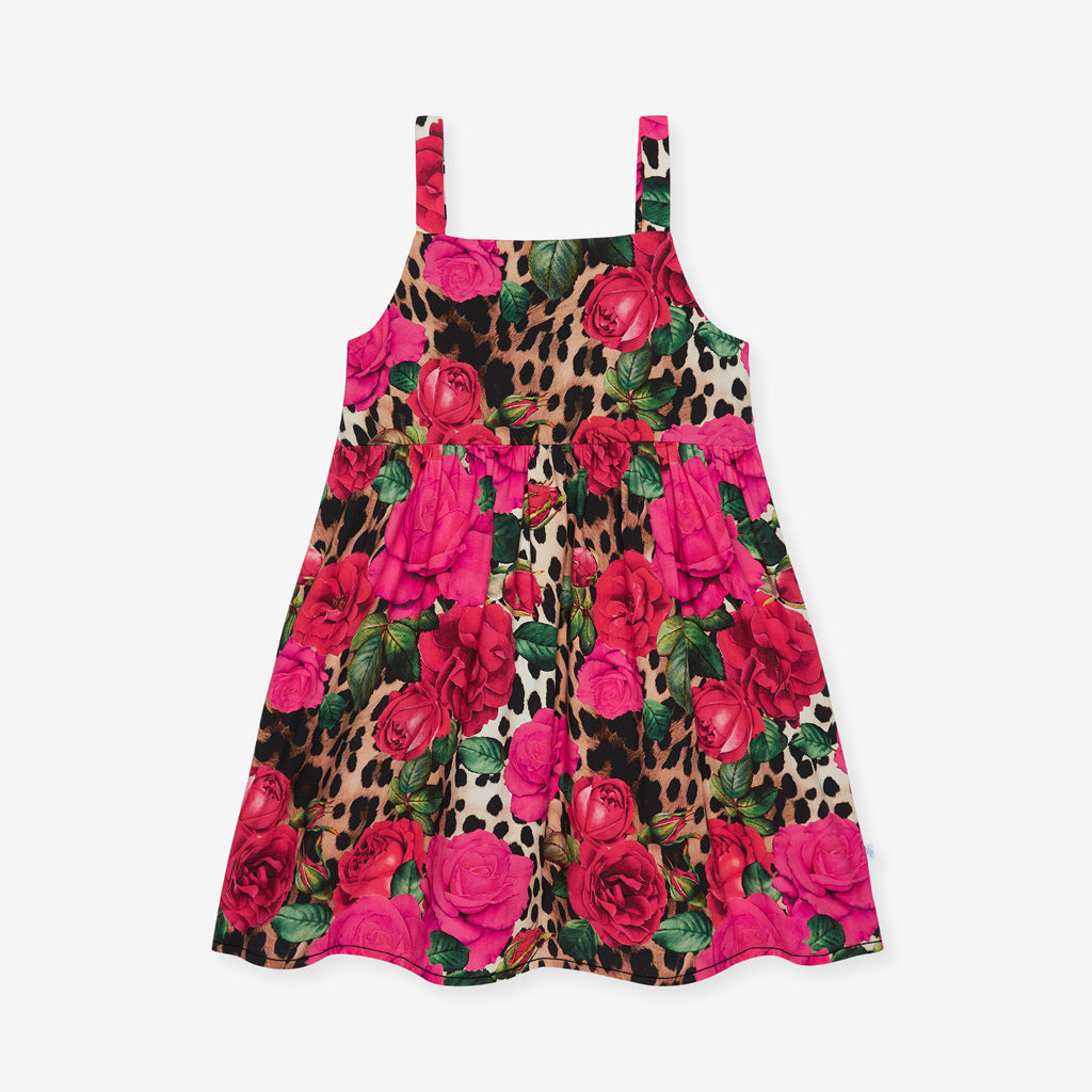Wild Roses Bamboo Challis Tie Back Dress