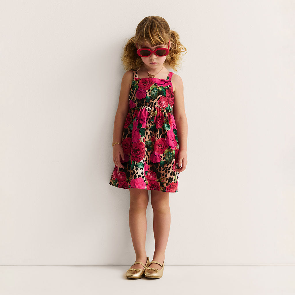 Wild Roses Bamboo Challis Tie Back Dress